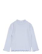 Turtleneck Long-Sleeved T-Shirt Tops T-shirts Long-sleeved T-Skjorte Blue Mango