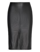 Leather-Effect Pencil Skirt Skirts Knee-length & Midi Skirts Black Mango