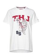 Tjw Running Cat Graphic 1 Tee Tops T-shirts & Tops Short-sleeved White Tommy Jeans