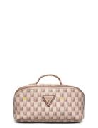 G Wave Lrg Cosmetic Travel Bag Toilettaske Beige GUESS