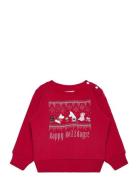 Happy Holidays Colltröja Tops Sweatshirts & Hoodies Sweatshirts Red MUMIN