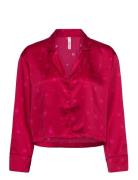 Satin Long-Sleeved Jacket Top Red Hunkemöller