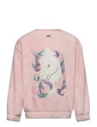 Sweater Pile Unicorn Sequins Tops Sweatshirts & Hoodies Sweatshirts Pink Lindex