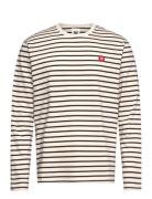 Wwmel Badge Longsleeve Tops T-Langærmet Skjorte Cream Double A By Wood Wood