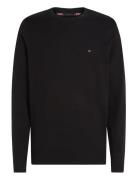 Core Essential Cotton Crew Neck Tops Knitwear Round Necks Black Tommy Hilfiger