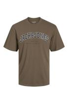 Jjecaleb Varsity Tee Ss O-Neck Noos Jnr Tops T-Kortærmet Skjorte Brown Jack & J S