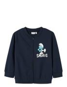 Nmnjax Smurf Nreg Sweat W Zip Unb Bfu Tops Sweatshirts & Hoodies Sweatshirts Navy Name It