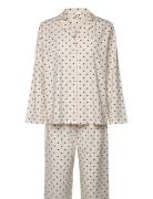 Dot Pyjamas Set Pyjamas Nattøj Cream Becksöndergaard