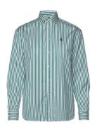 Relaxed Fit Striped Cotton Shirt Tops Shirts Long-sleeved Green Polo Ralph Lauren