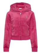 Jc Diamante Zip Thru Hood Tops Sweatshirts & Hoodies Hoodies Pink Juicy Couture