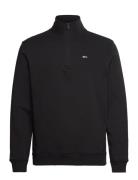 Tjm Reg Fleece 1/4Zip Mock Neck Tops Knitwear Half Zip Jumpers Black Tommy Jeans