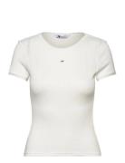 Tjw Slim Pointelle Rib Tee Tops T-shirts & Tops Short-sleeved White Tommy Jeans