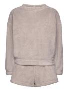 Pj Short Ls Fluffy Fleece Pyjamas Nattøj Beige Hunkemöller