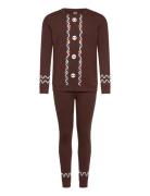 Pajama Christmas Santa Gingerb Pyjamassæt Brown Lindex