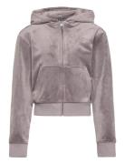 Diamante Zip Through Hoodie Tops Sweatshirts & Hoodies Hoodies Grey Juicy Couture