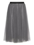 Skirt With Plisse And Glitter Skirts Knee-length & Midi Skirts Silver Coster Copenhagen