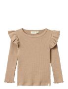 Nmfsophia Sni Ls Slim Top Lil Tops T-shirts Long-sleeved T-Skjorte Beige Lil'Atelier