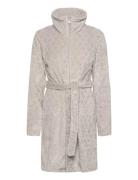 Fleece Zip Bathrobe Morgenkåbe Grey Hunkemöller