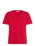 Reg Shield Ss V-Neck T-Shirt Tops T-shirts & Tops Short-sleeved Red GANT