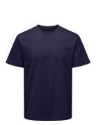 Onsmax Life Ss Stitch Tee Noos Tops T-Kortærmet Skjorte Navy ONLY & SONS