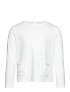 Long-Sleeved T-Shirt With Pockets Tops T-shirts Long-sleeved T-Skjorte White Mango