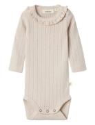 Nbfrachel Nis Ls Slim Body Lil Noos Bodies Long-sleeved Beige Lil'Atelier