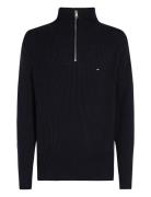 Chunky Cotton Rib Nautical Zp Mk Tops Knitwear Half Zip Jumpers Navy Tommy Hilfiger