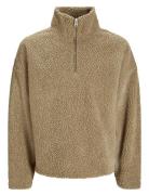 Jorroxbury Teddy Sweat High Neck Ln Tops Sweatshirts & Hoodies Fleeces & Midlayers Beige Jack & J S