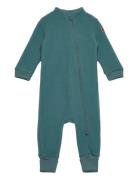 Wool Suit W Rib Outerwear Fleece Outerwear Fleece Coveralls Green Mikk-line