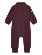 Wool Suit W Rib Outerwear Fleece Outerwear Fleece Coveralls Burgundy Mikk-line