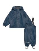 Pu Rain Set W. Fleece/Susp. 104 Rec Outerwear Rainwear Rainwear Sets Navy Mikk-line