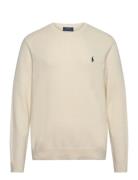 Wool-Cotton Crewneck Sweater Tops Knitwear Round Necks Cream Polo Ralph Lauren