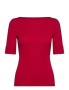 Two-T Stretch Cotton Elbow-Sleeve Tee Tops T-shirts & Tops Short-sleeved Red Lauren Ralph Lauren