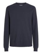 Woven Label Waffle Ls Tee Tops T-Langærmet Skjorte Navy Calvin Klein Jeans