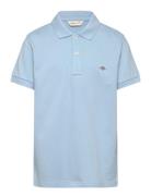 Shield Ss Pique Tops T-shirts Polo Shirts Short-sleeved Polo Shirts Blue GANT