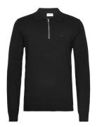 Ecovero L/S Zip Polo Tops Knitwear Long Sleeve Knitted Polos Black Lindbergh