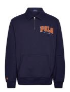 The Rl Fleece Logo Collared Sweatshirt Tops Sweatshirts & Hoodies Sweatshirts Navy Polo Ralph Lauren