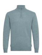 Eco Wool Halfdan Knit Tops Knitwear Half Zip Jumpers Blue Mads Nørgaard