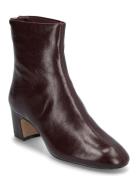 Zipped Leather Ankle Boots Shoes Boots Ankle Boots Ankle Boots With Heel Brown Mango