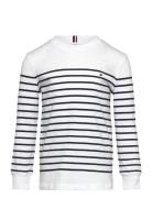 U C-Neck Stripe Ls Tee Tops T-shirts Long-sleeved T-Skjorte White Tommy Hilfiger