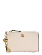 Heart-Charm Leather Zip Card Case Bags Card Holders & Wallets Wallets Cream Lauren Ralph Lauren