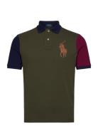 Classic Fit Leather-Pony Mesh Polo Shirt Tops Polos Short-sleeved Khaki Green Polo Ralph Lauren