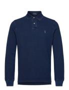 Custom Slim Fit Indigo Mesh Polo Shirt Tops Polos Long-sleeved Navy Polo Ralph Lauren