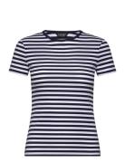 Striped Stretch Cotton Crewneck Tee Tops T-shirts & Tops Short-sleeved Navy Lauren Ralph Lauren