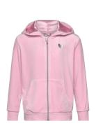 Hoodjacket Velour Solid Tops Sweatshirts & Hoodies Hoodies Pink Lindex