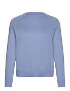 Cashmere Blend Raglan Sweater Tops Knitwear Jumpers Blue Lexington Clothing