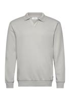 Jersey Split Neck W. Collar L/ Tops Sweatshirts & Hoodies Sweatshirts Grey Lindbergh