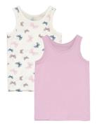 Nmftank Top 2P Jet Stream Butterfly Noos Tops T-shirts Sleeveless Pink Name It