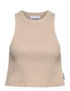 Cropped Racer Top Tops Crop Tops Sleeveless Crop Tops Beige HAN Kjøbenhavn