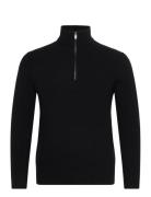 Perkins-Neck Knitted Sweater Tops Knitwear Half Zip Jumpers Black Mango